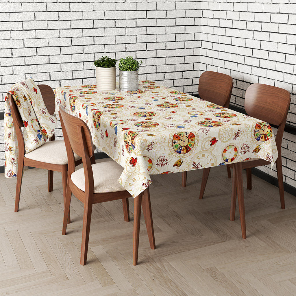 Время кофе Скатерть 150х145см, длина стола до 110см, на 4 персоны, рогожка 171г/м2, хлопок 100%, Домашняя мода (Россия)  фото 5