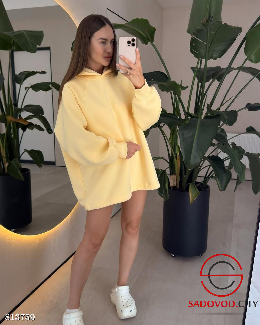 Тёплое женское худи однотонное - Bruno фото 4