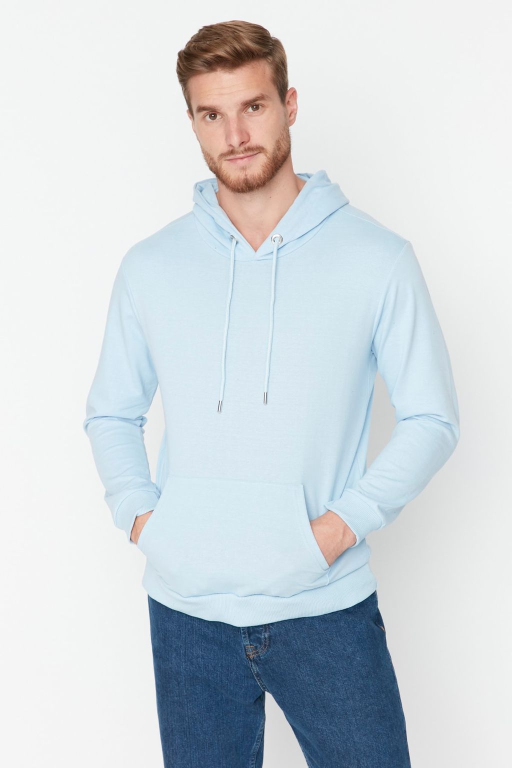 TRENDYOL MAN Mavi Regular/Normal Kesim Kapusonlu Uzun Kollu Sweatshirt TMNAW20SW0162 - Trendyolmilla фото 47