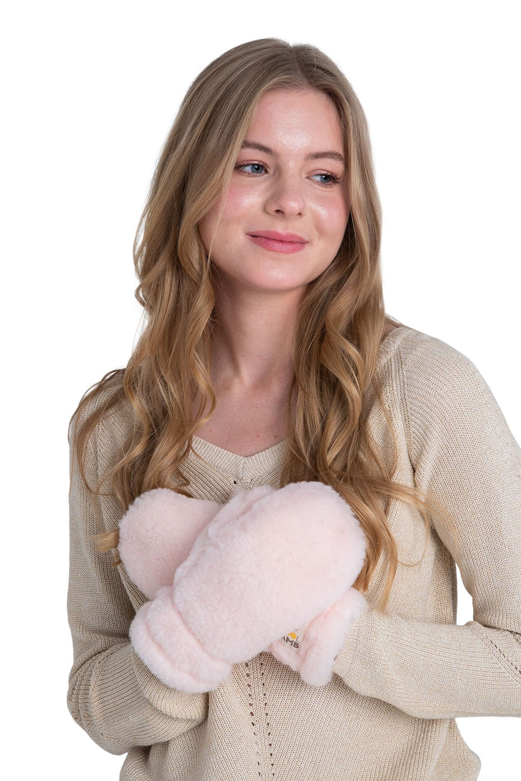 Варежки меховые на резинке ВАНИЛЬ - Woollamb фото 41