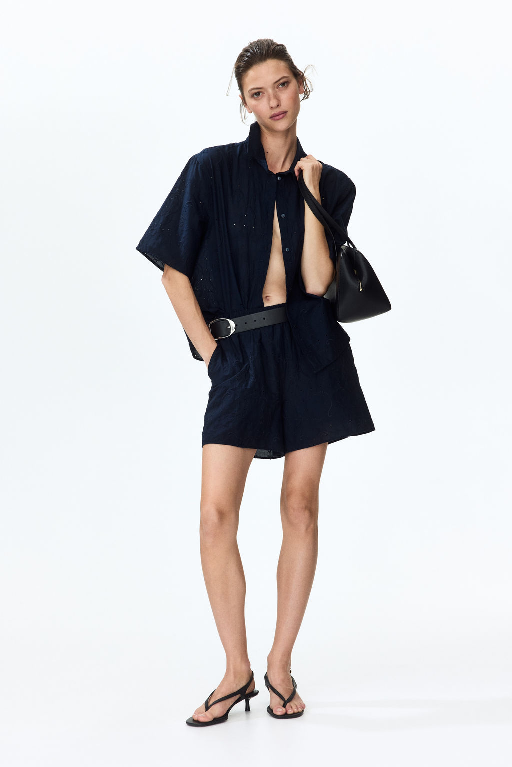 Oversized broderie anglaise shirt - H&m фото 5