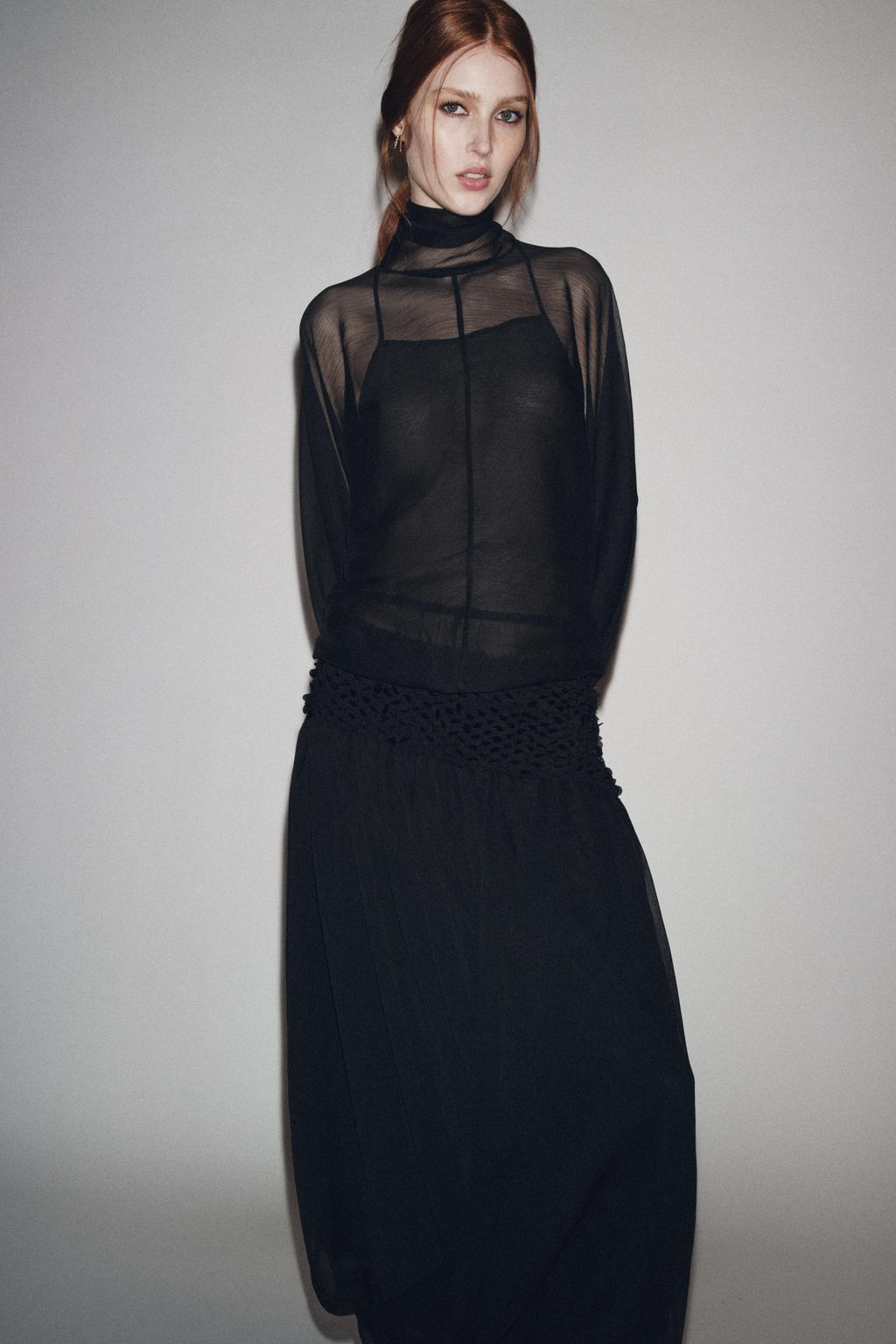 ZW COLLECTION SEMI-SHEER BLOUSE - Zara фото 5