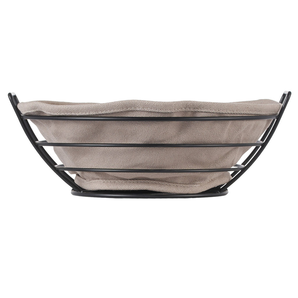 51771 GIPFEL Корзинка для хлеба MORAN круглая, 25х23х9,5 см, с текстильной вставкой. Материал: углеродистая сталь, хлопок. Цвет: черный, серый  фото 3
