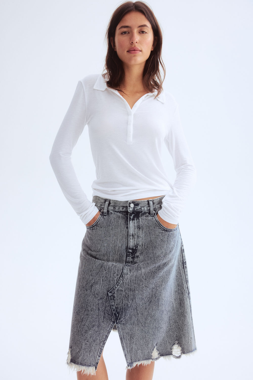Falda denim con detalles maxidesgastados - H&m фото 2