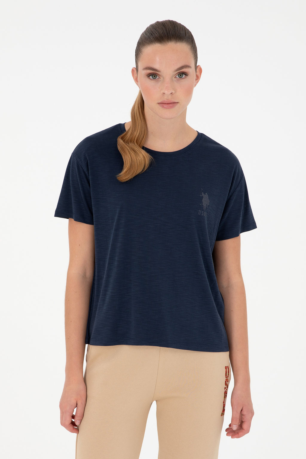 Женская темно-синяя футболка Неожиданная скидка в корзине - U.s. polo assn фото 8