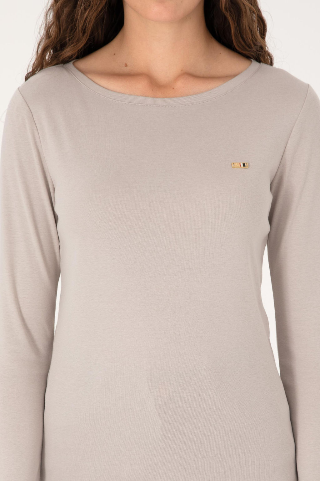 Kad_n Ta_ Slim Bisiklet Yaka Basic Sweatsh_rt