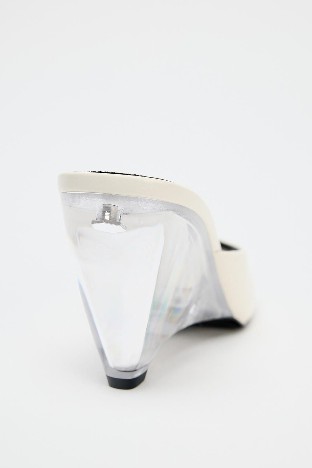 LEATHER TRANSPARENT WEDGE MULES