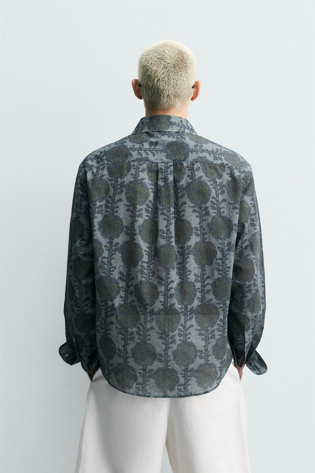 CAMISA RELAXED FIT ESTAMPADO FLORAL / Verdes - Zara фото 3