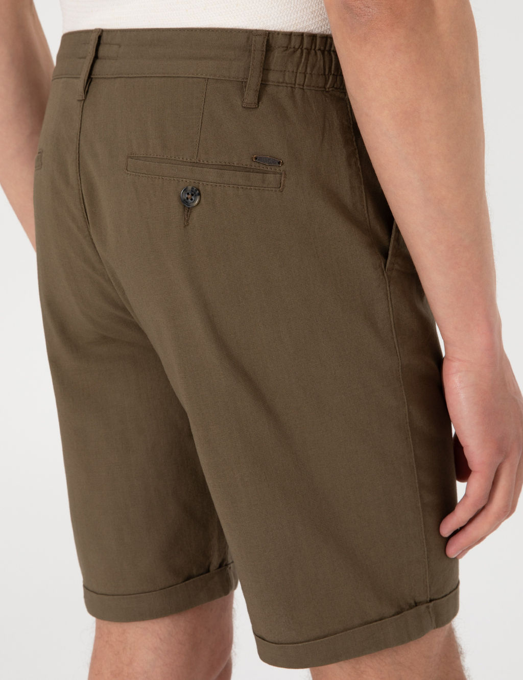 Haki Slim Fit Beli Lastikli Ba_c_kl_ Dokuma _ort