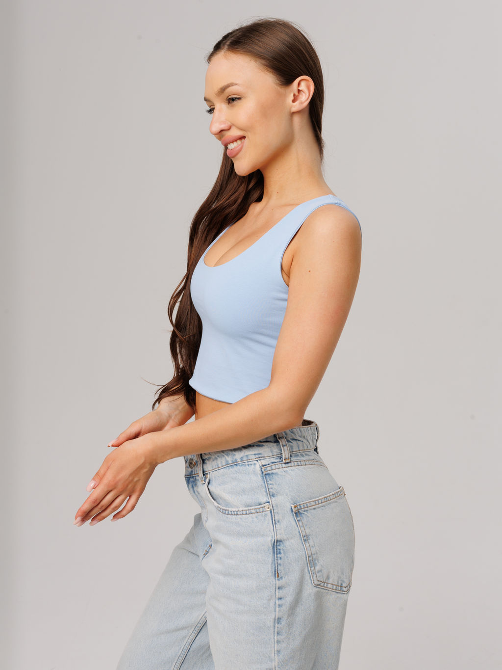 Женский укороченный топ Lingeamo нежно-голубой ЛТ-09 (63)  фото 5