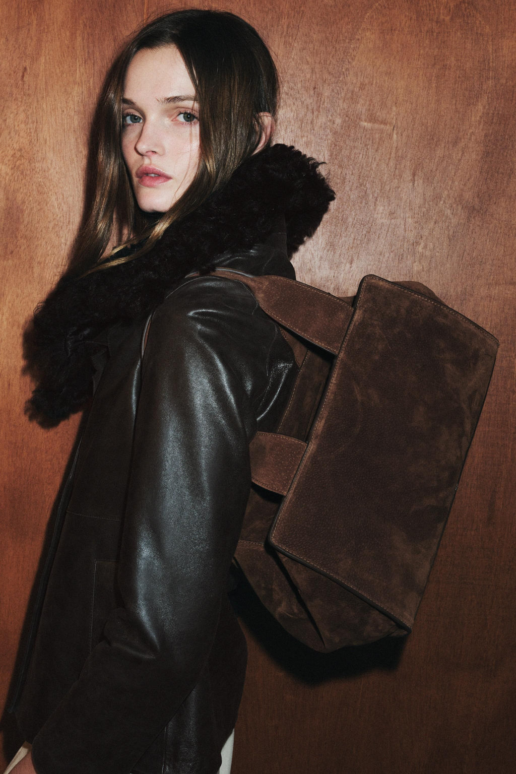 LEATHER SPLIT SUEDE DOUBLE HANDLE BAG - Zara фото 10