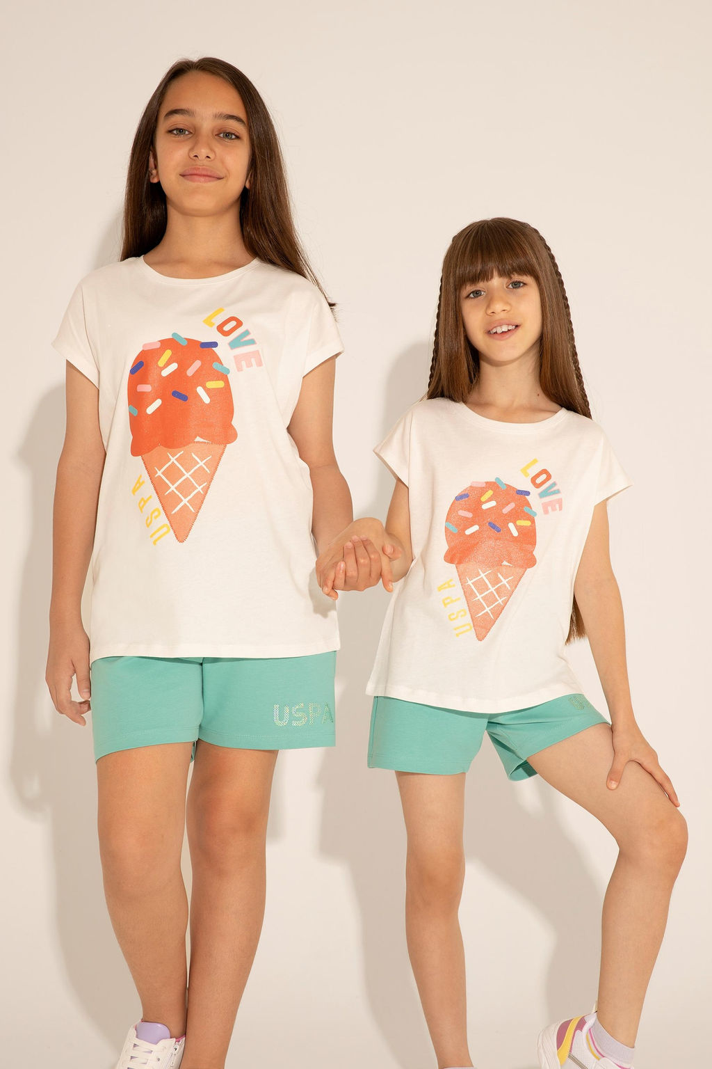 Футболка U.S. Polo Assn для девочек с круглым вырезом экрю хлопок  фото 5