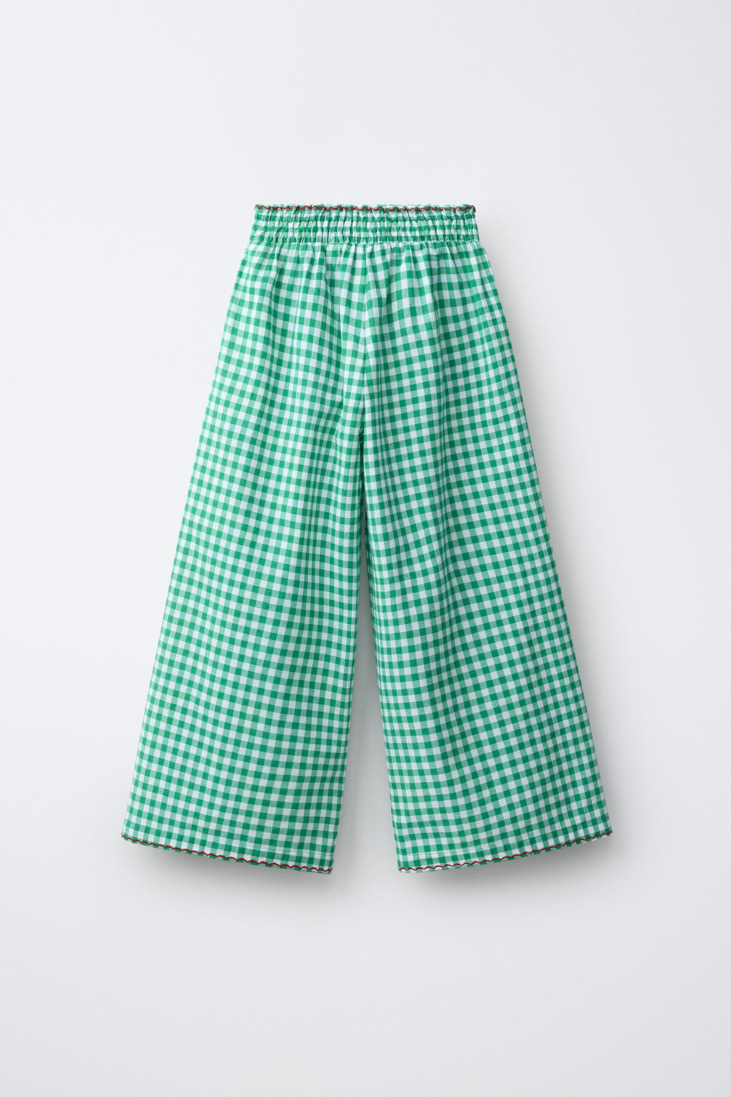 PANTAL?N WIDE LEG CUADRO VICHY / Blanco / Verde