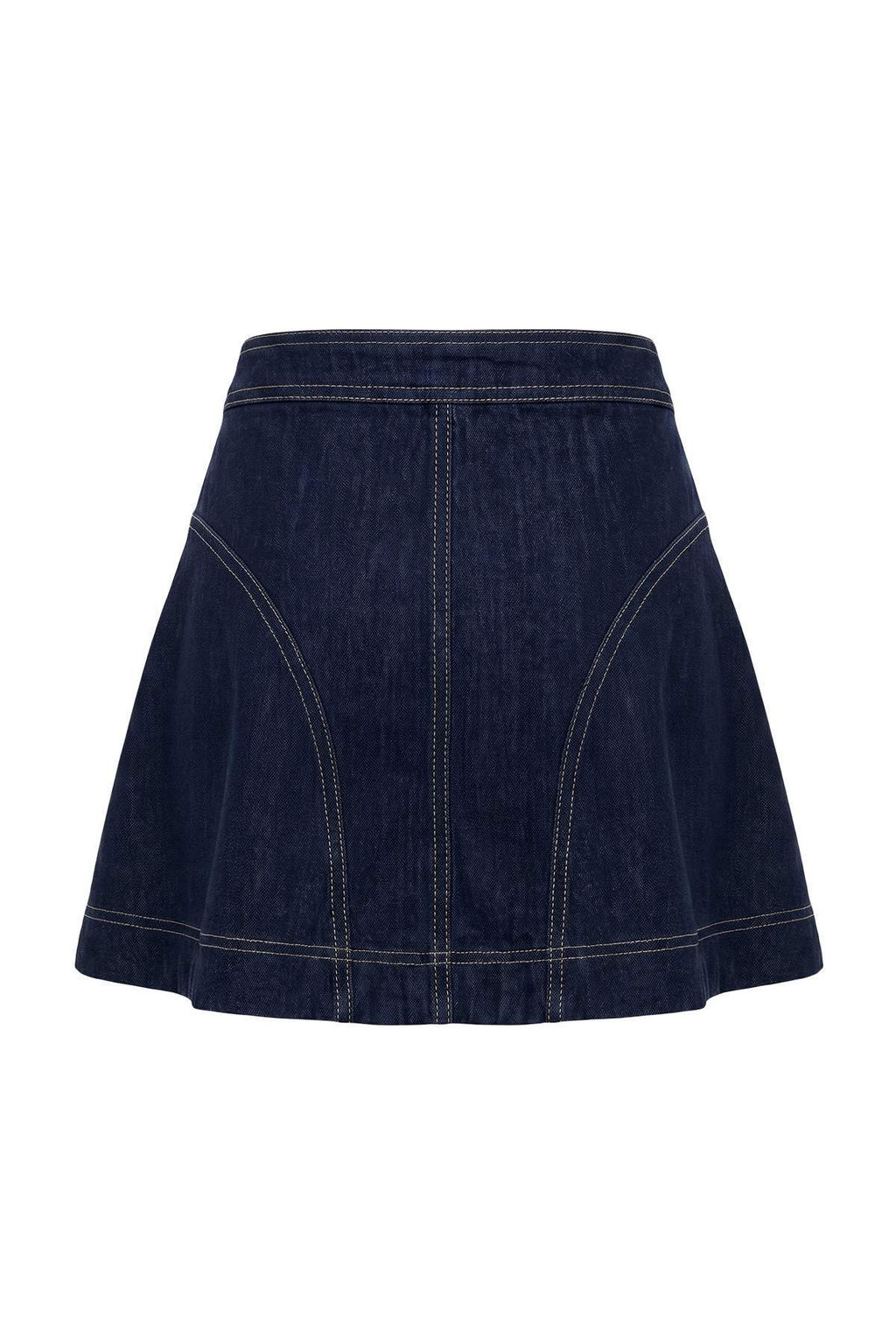 Koyu Mavi Volanl_ Diki_ Detayl_ Mini Denim Etek TWOAW27ET00023 - Trendyolmilla фото 7