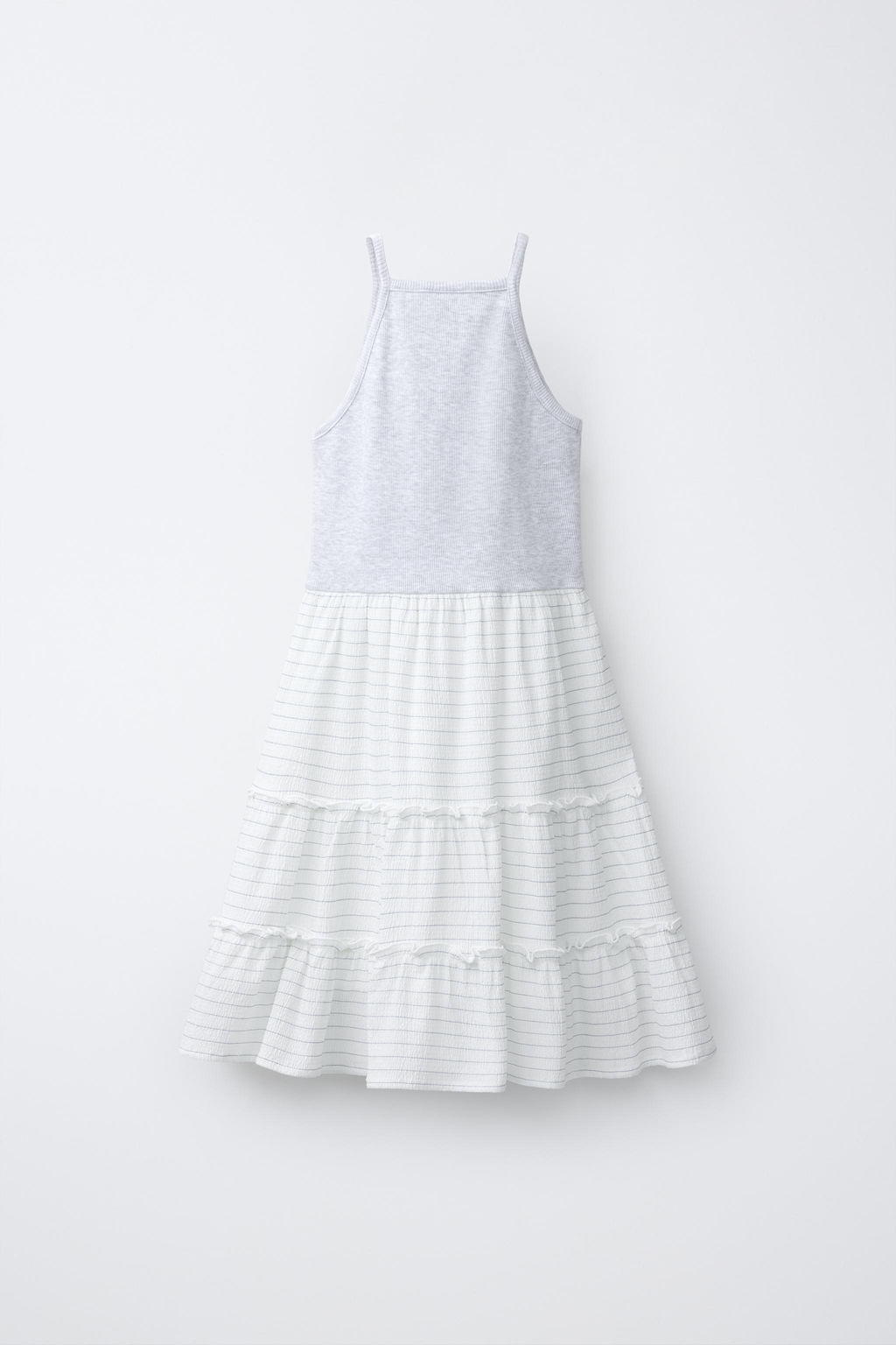 VESTIDO RIB VOLANTES / Blanco / Gris - Zara фото 2