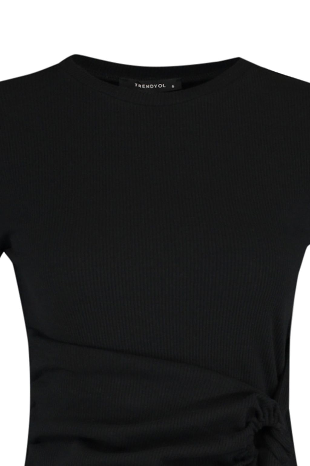 TRENDYOLMILLA Siyah Baglama Detayl? Bisiklet Yaka Triko Gorunumlu Mini Orme Elbise TWOSS22EL0751 фото 7