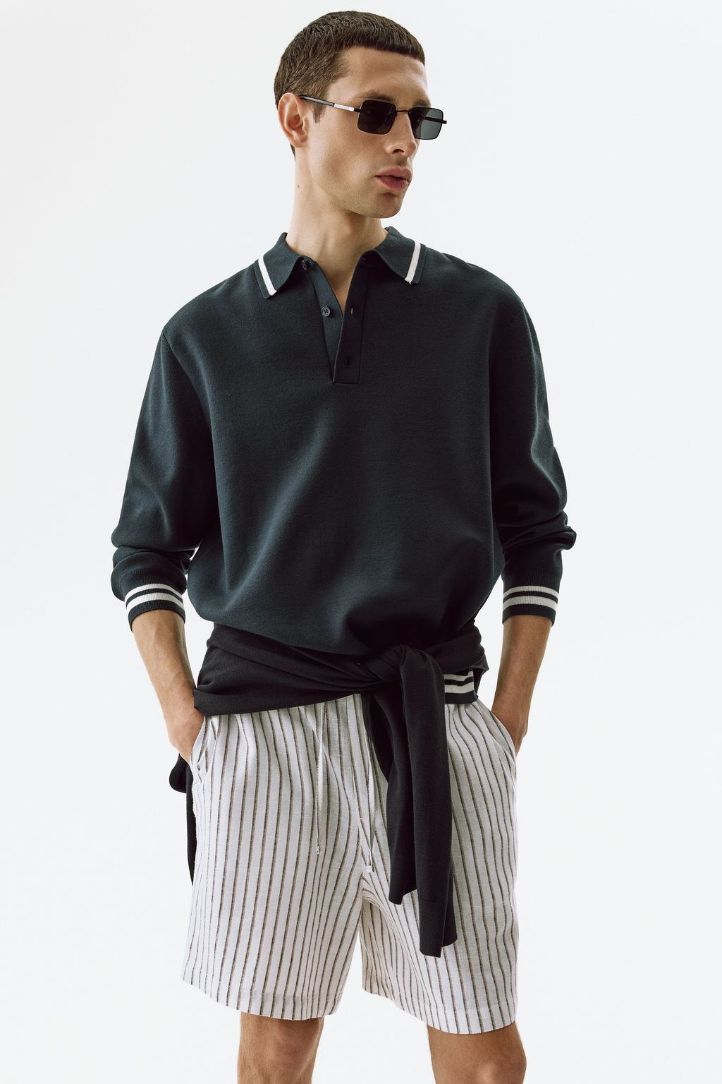 Pantal?n corto en mezcla de lino Relaxed Fit - H&m фото 6