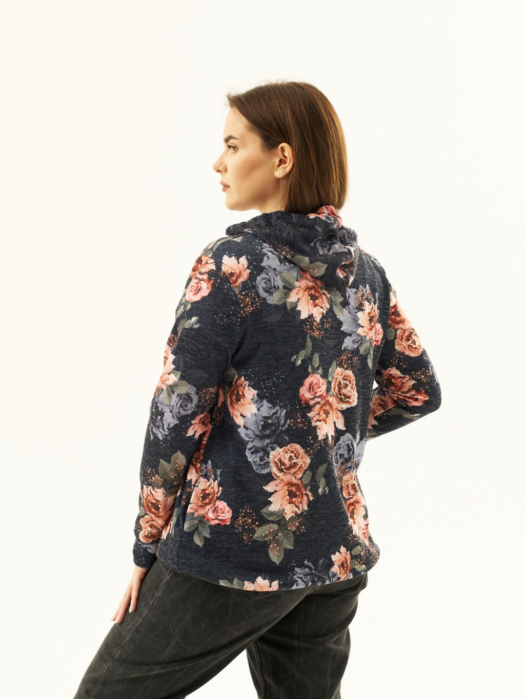Толстовка женская Мираж ПАН т.синий/цветы