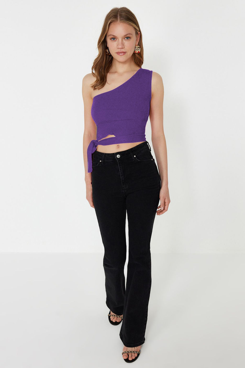 Murdum tek Omuz Fitted/Vucuda Oturan Baglama Detayl? Fitili Orme Bluz TWOSS22BZ1558