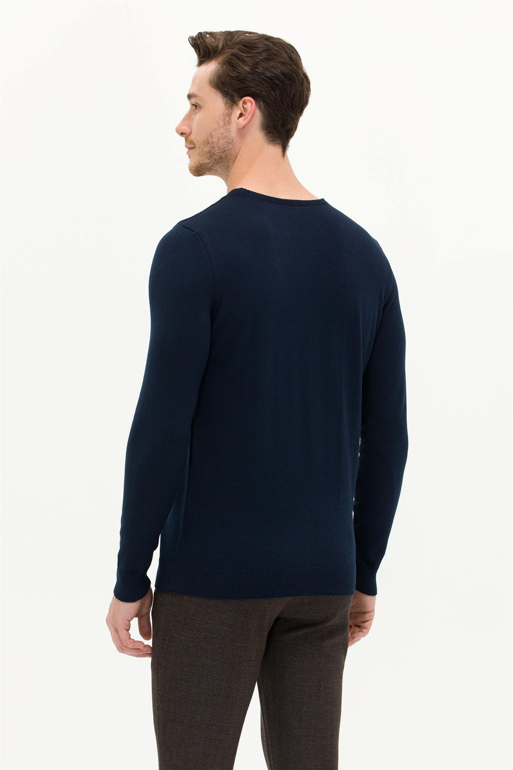 Мужской базовый трикотажный свитер темно-синего цвета с круглым вырезом Неожиданная скидка в корзине - U.s. polo assn фото 5
