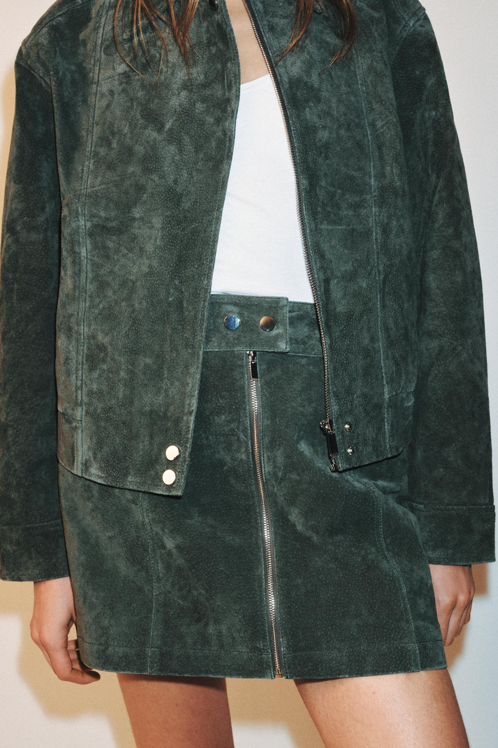 FALDA MINI 100% PIEL ANTE SET / Verde medio - Zara фото 7