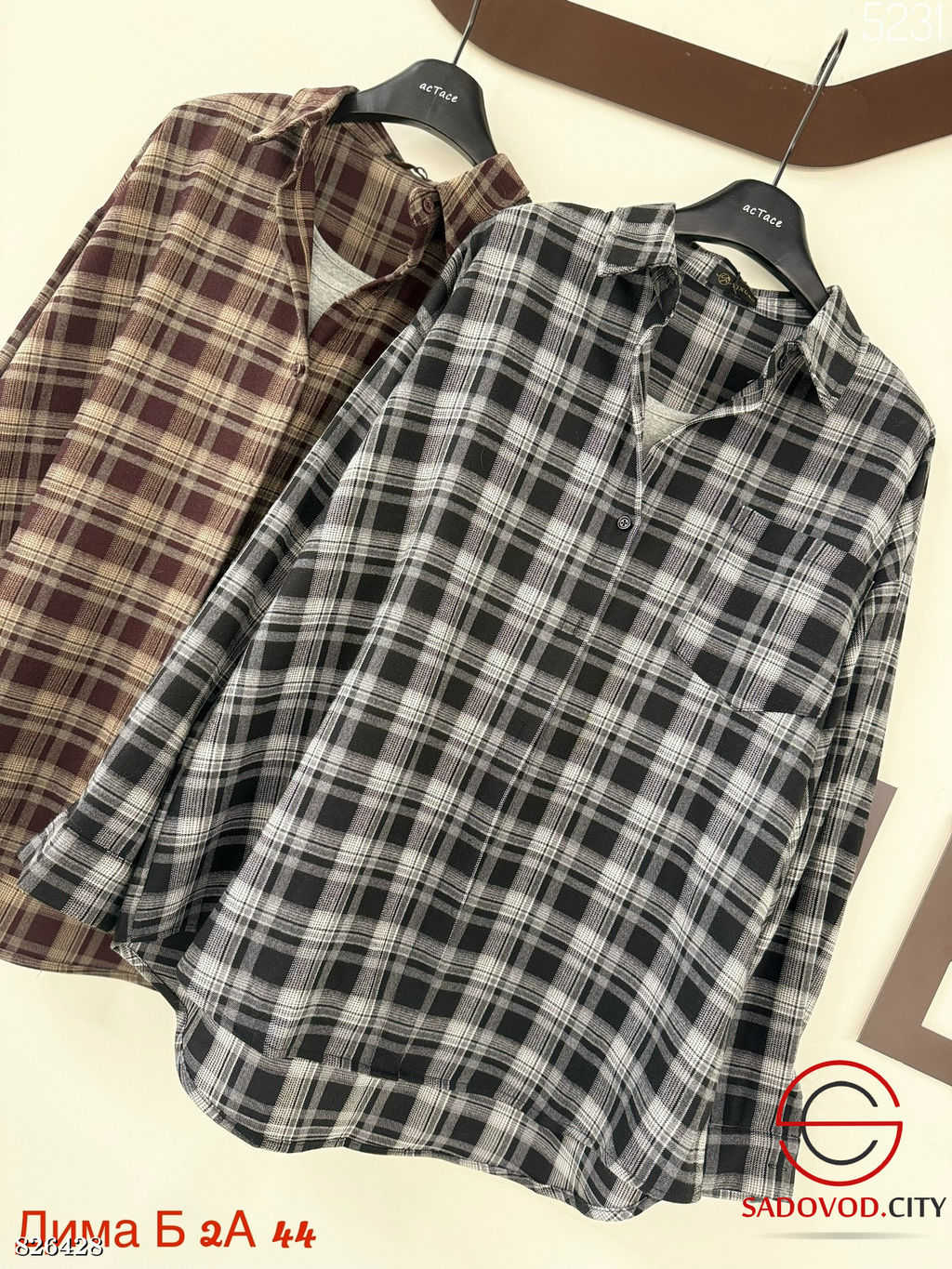 Рубашка в клетку с топиком