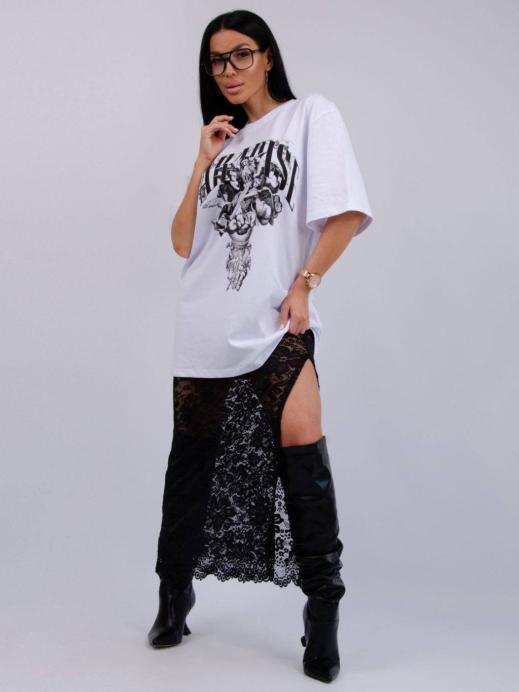 Костюм Монохром 2 чёрный, трикотаж - Малина фото 49