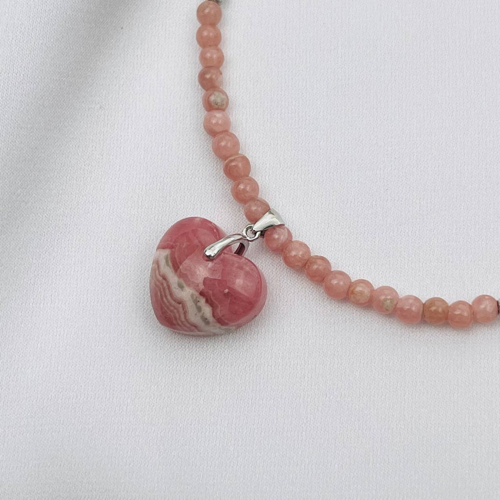 Чокер из Родохрозита с кулоном 38 см +