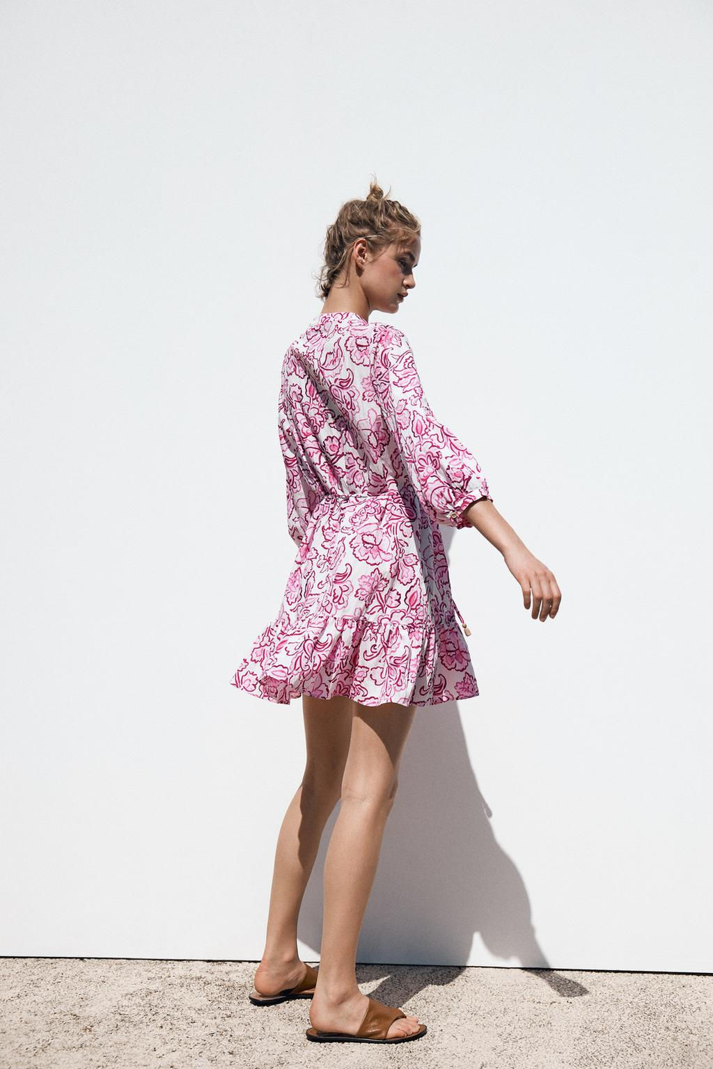 FLORAL PRINT MINI DRESS - Zara фото 3