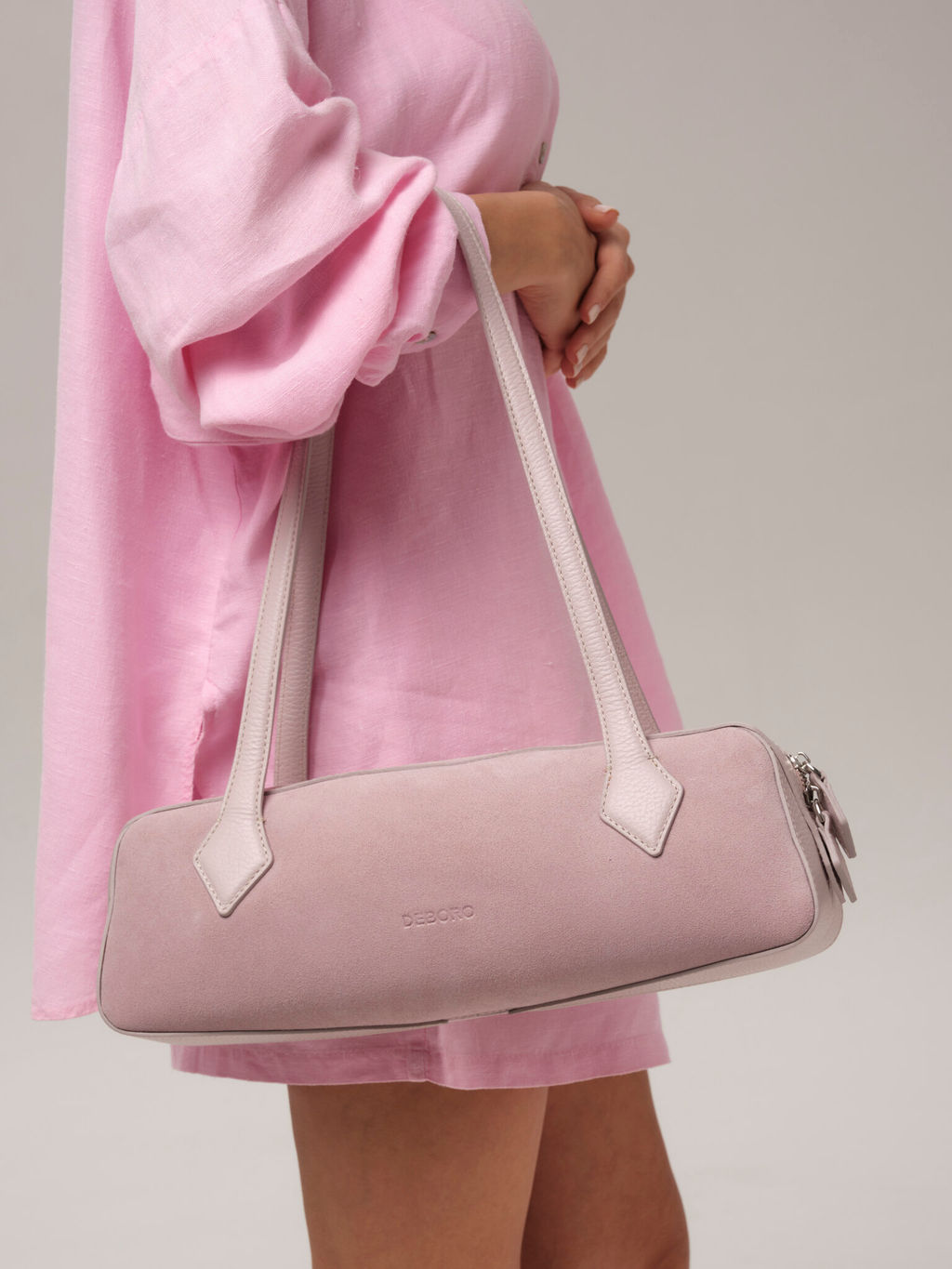 Сумка багет на плечо Deboro 31129 розовый дым