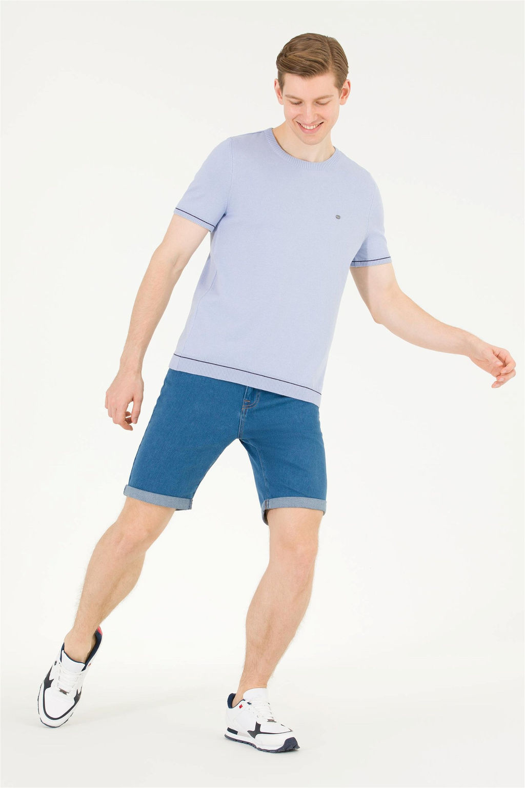 Мужской голубой трикотажный свитер - U.s. polo assn фото 10