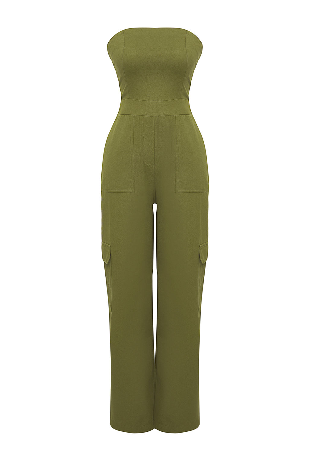 TRENDYOLMILLA Camel Kargo Cepli Straplez Yaka Maxi Dokuma Tulum TWOSS23TU00192  фото 5