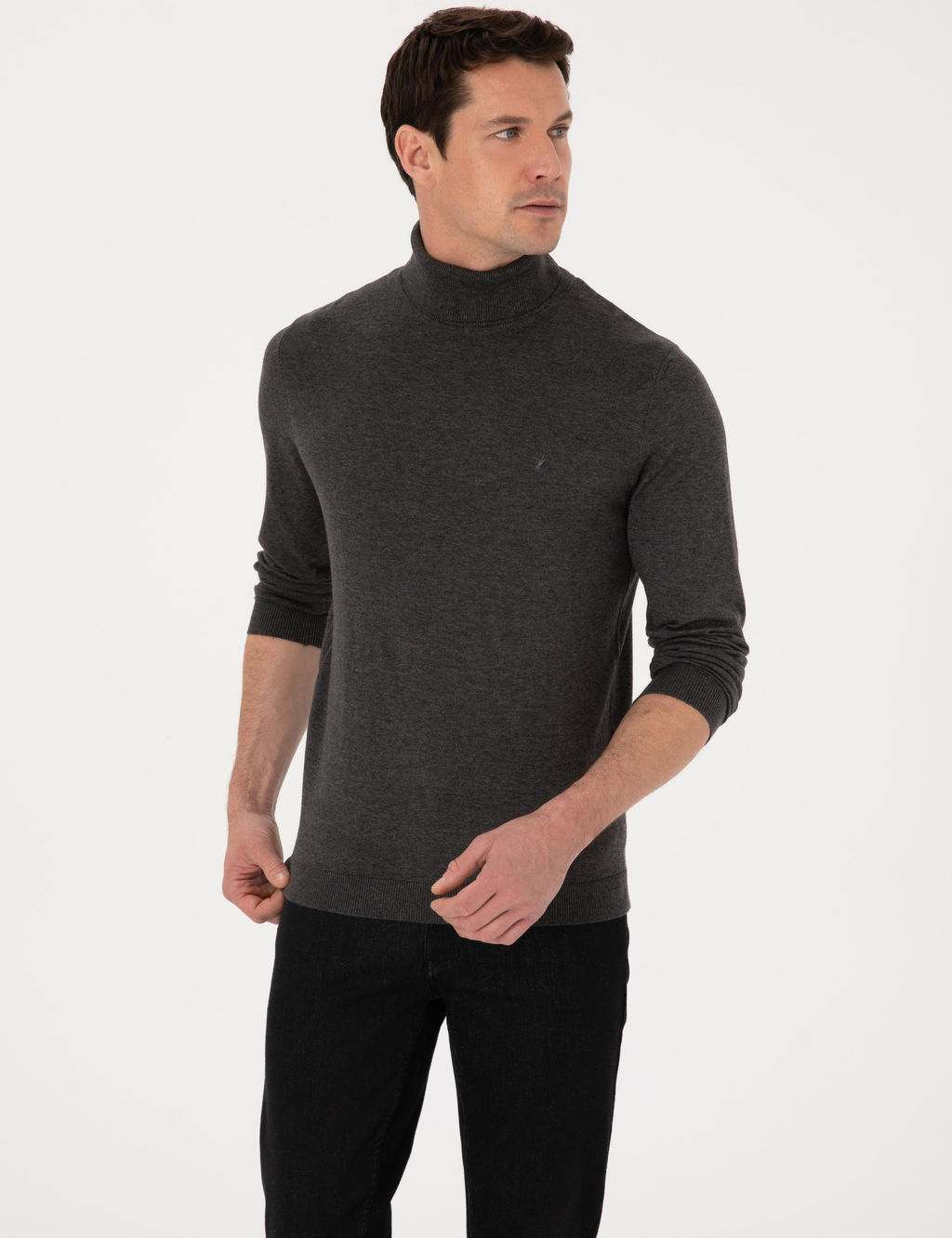 F_me Slim Fit Pamuk Kar___ml_ Bal_k__ Yaka Basic Triko Kazak