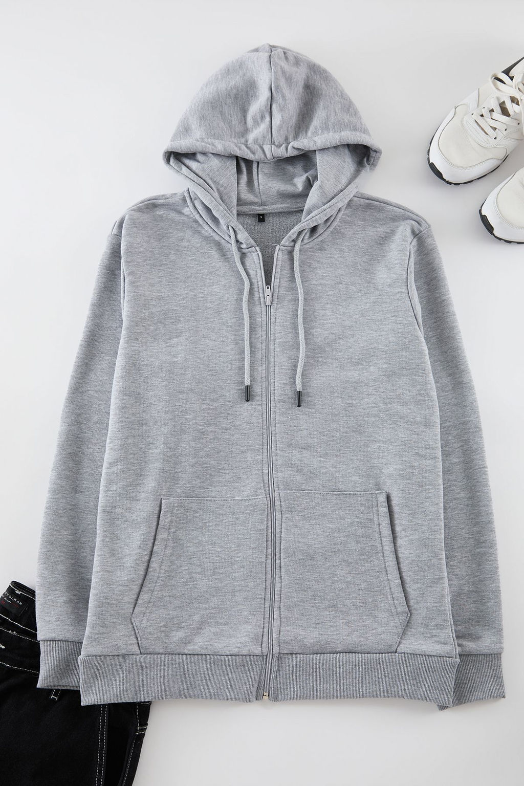 TRENDYOL MAN Gri Basic Kapusonlu Regular/Normal Kesim Fermuarl? Sweatshirt TMNAW20SW0262