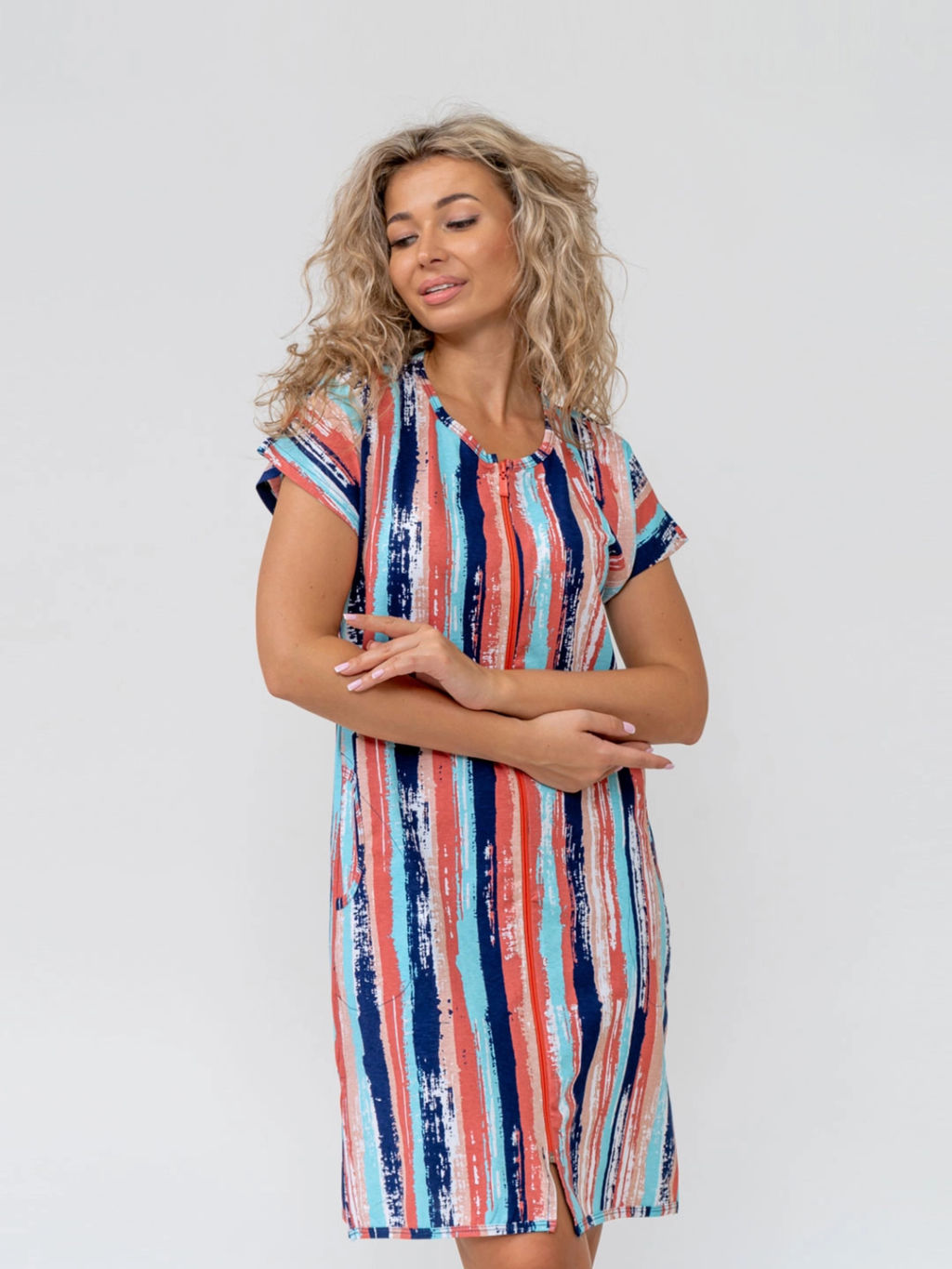 Халат женский, цвет голубой