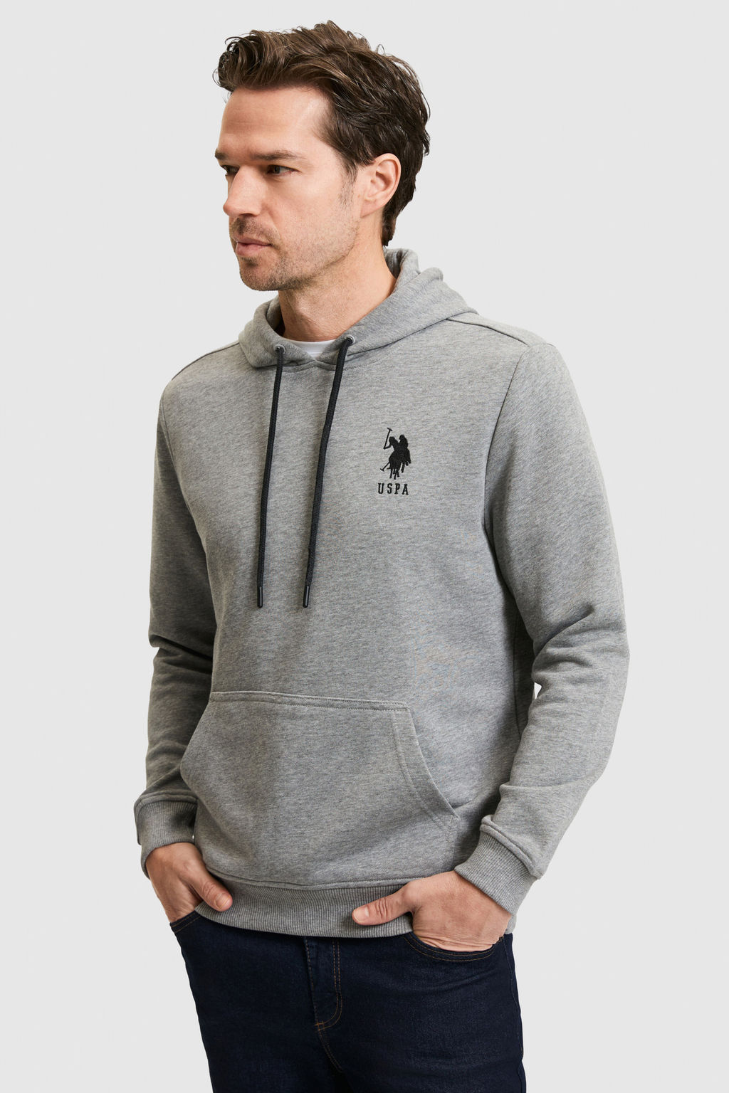 Erkek Gri Melanj Basic Sweatshirt - U.s. polo assn фото 3