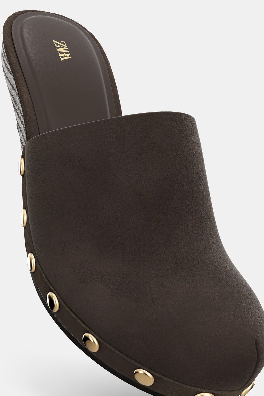 SPLIT SUEDE STUDDED KITTEN CLOGS - Zara фото 12