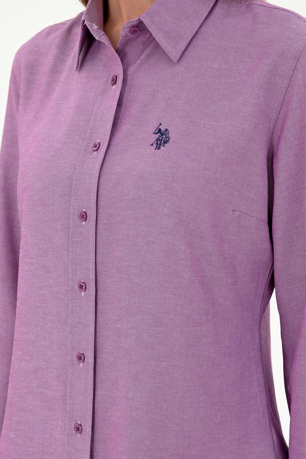 Женская фиолетовая базовая рубашка с длинным рукавом Неожиданная скидка в корзине - U.s. polo assn фото 7