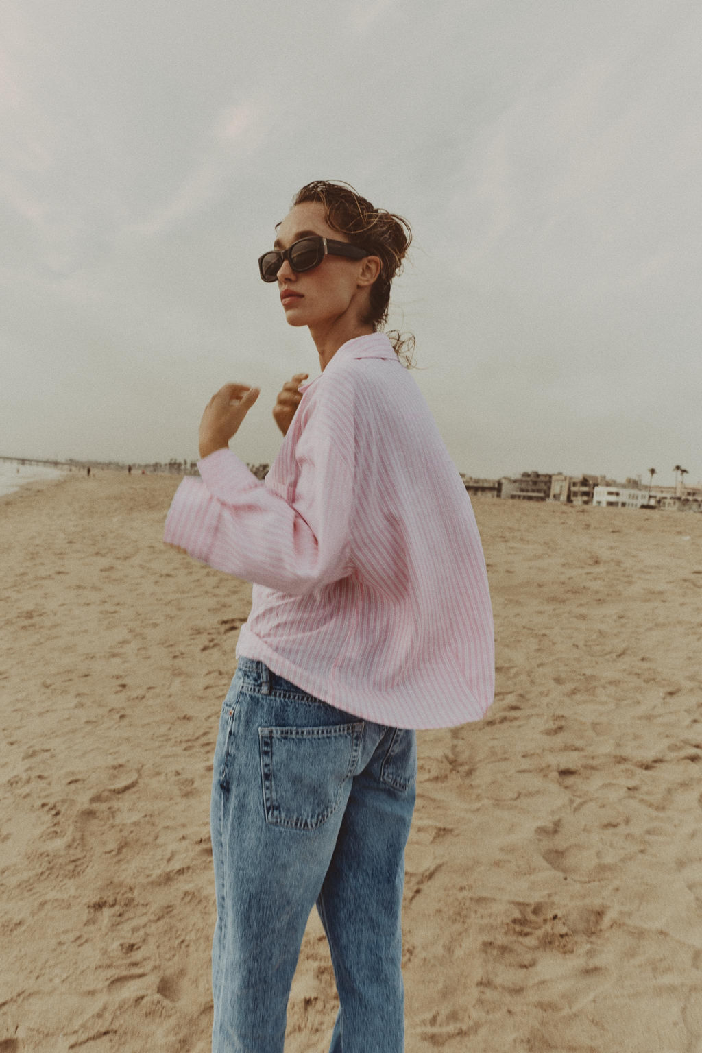 CAMISA FLUIDA CON LINO / Rosa / Blanco - Zara фото 14