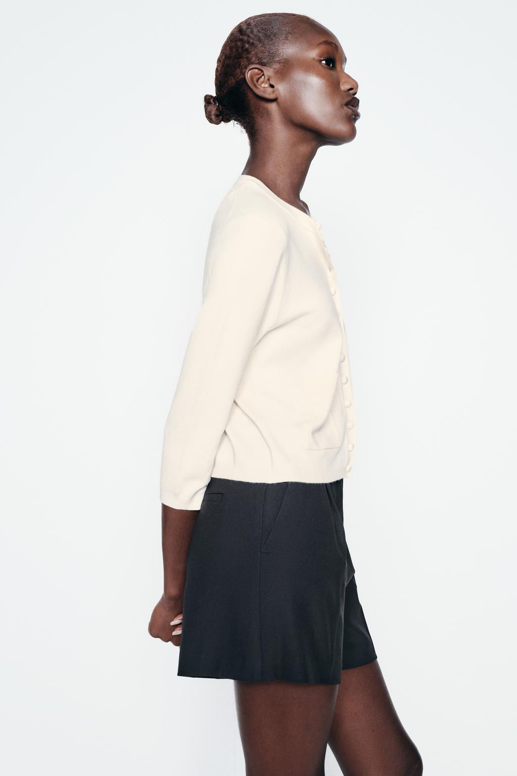 PLAIN KNIT 3/4 SLEEVE CARDIGAN - Zara фото 16