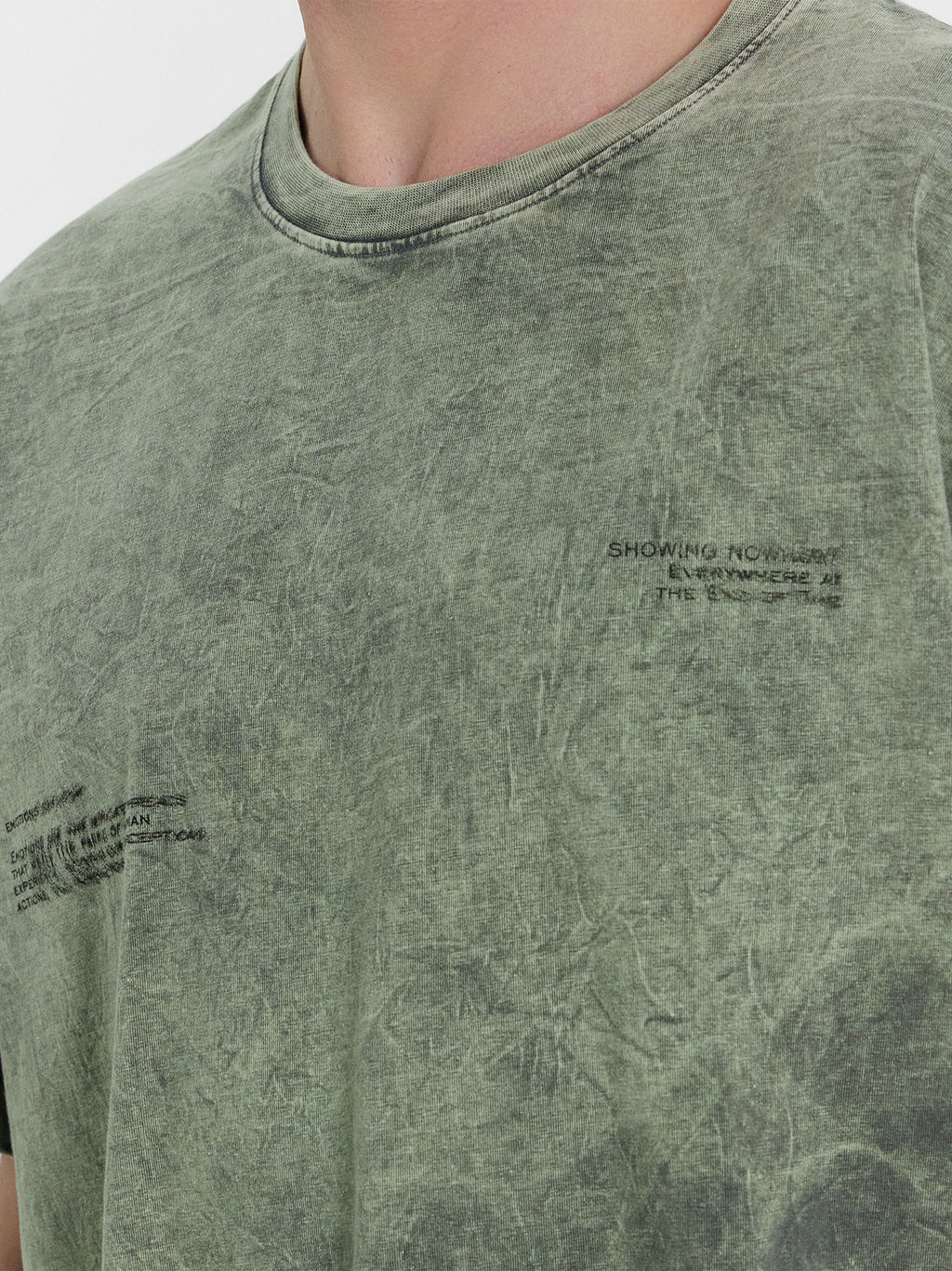 Футболка мужская серая с обработкой эйсид ACID WASH серый +печать 111858