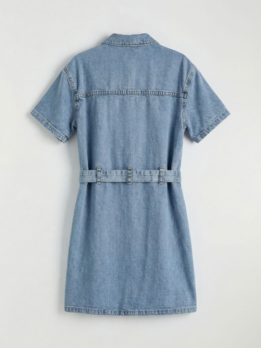 G?mlek Yaka K?sa Kollu K?z ?ocuk Jean Elbise