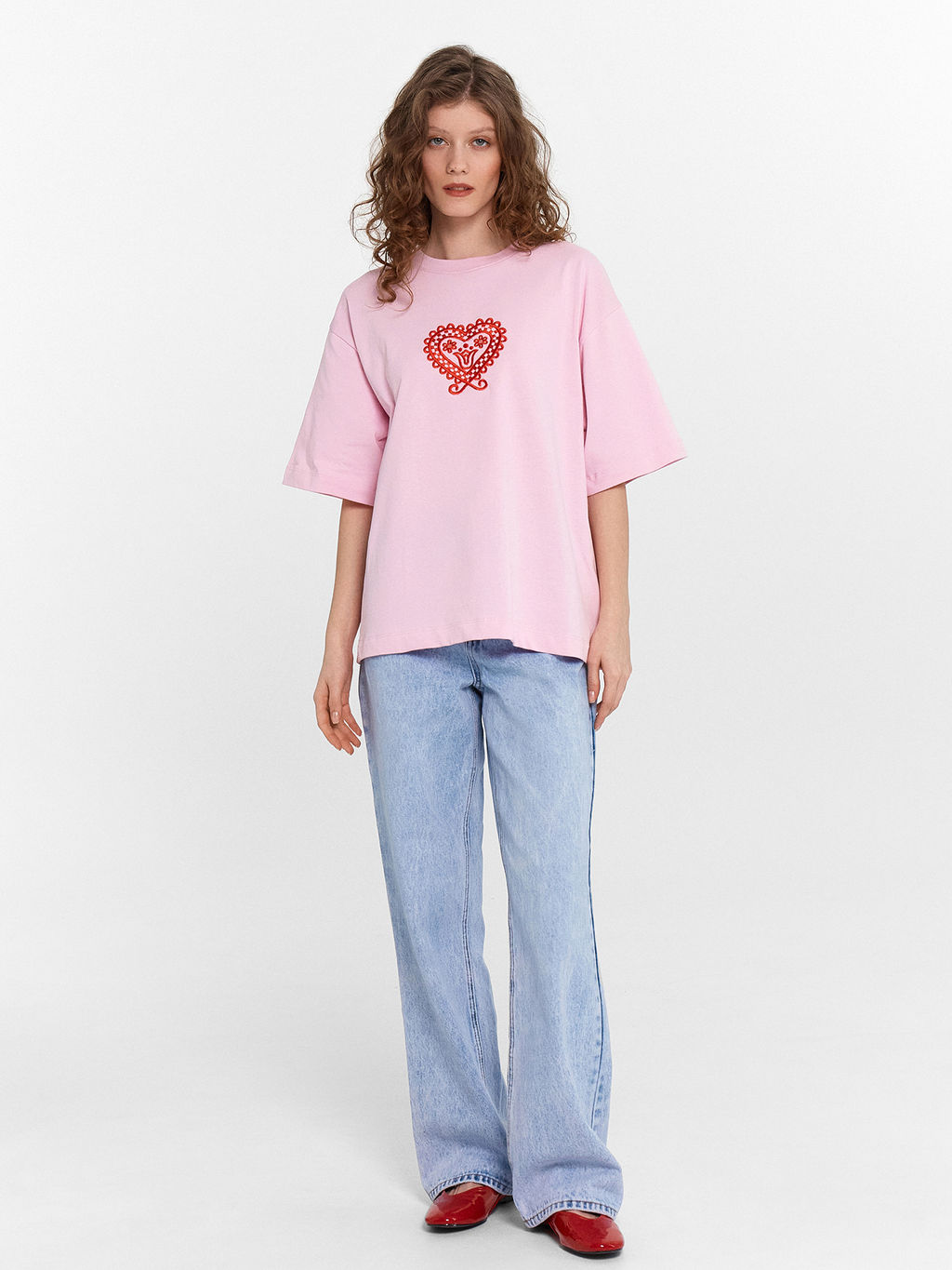 Футболка женская розовая с вышивкой в виде сердца орхидея 112961 - Mark formelle фото 2