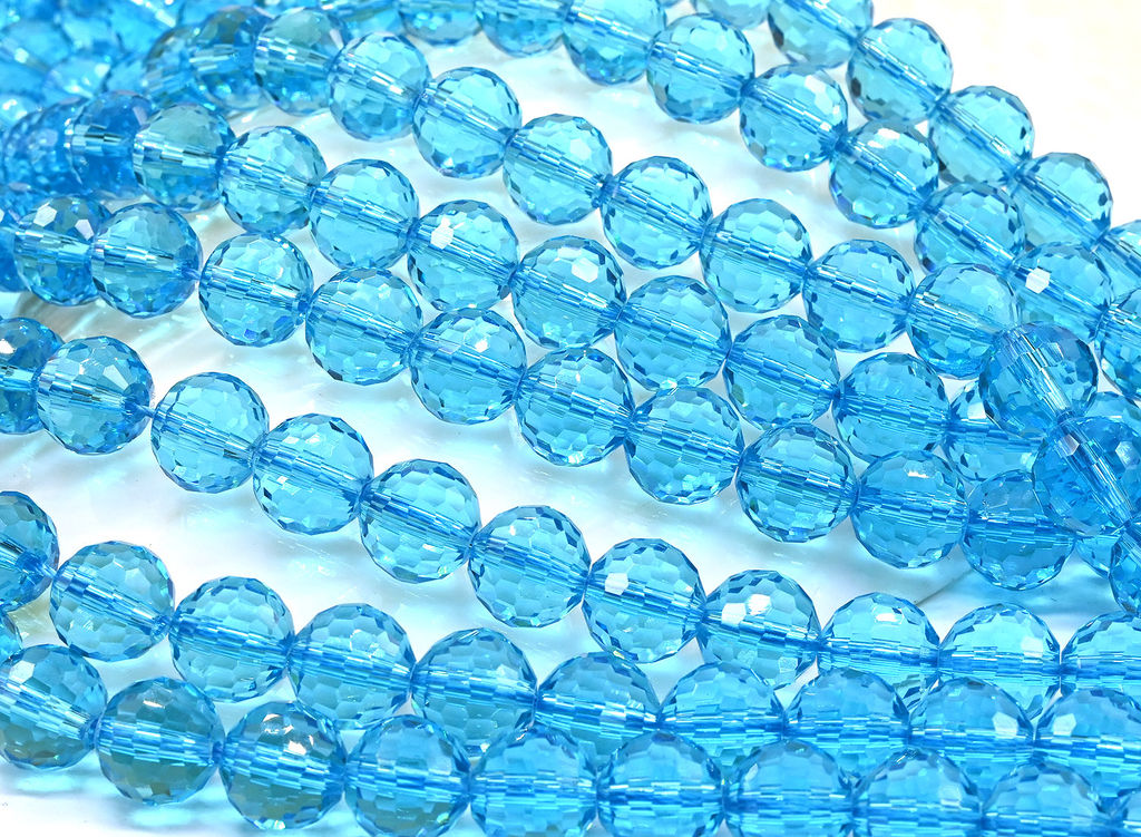 Бусины из циркона шарик гр.11мм цв.лазурный, 39см, 36 бусин Радуга камня