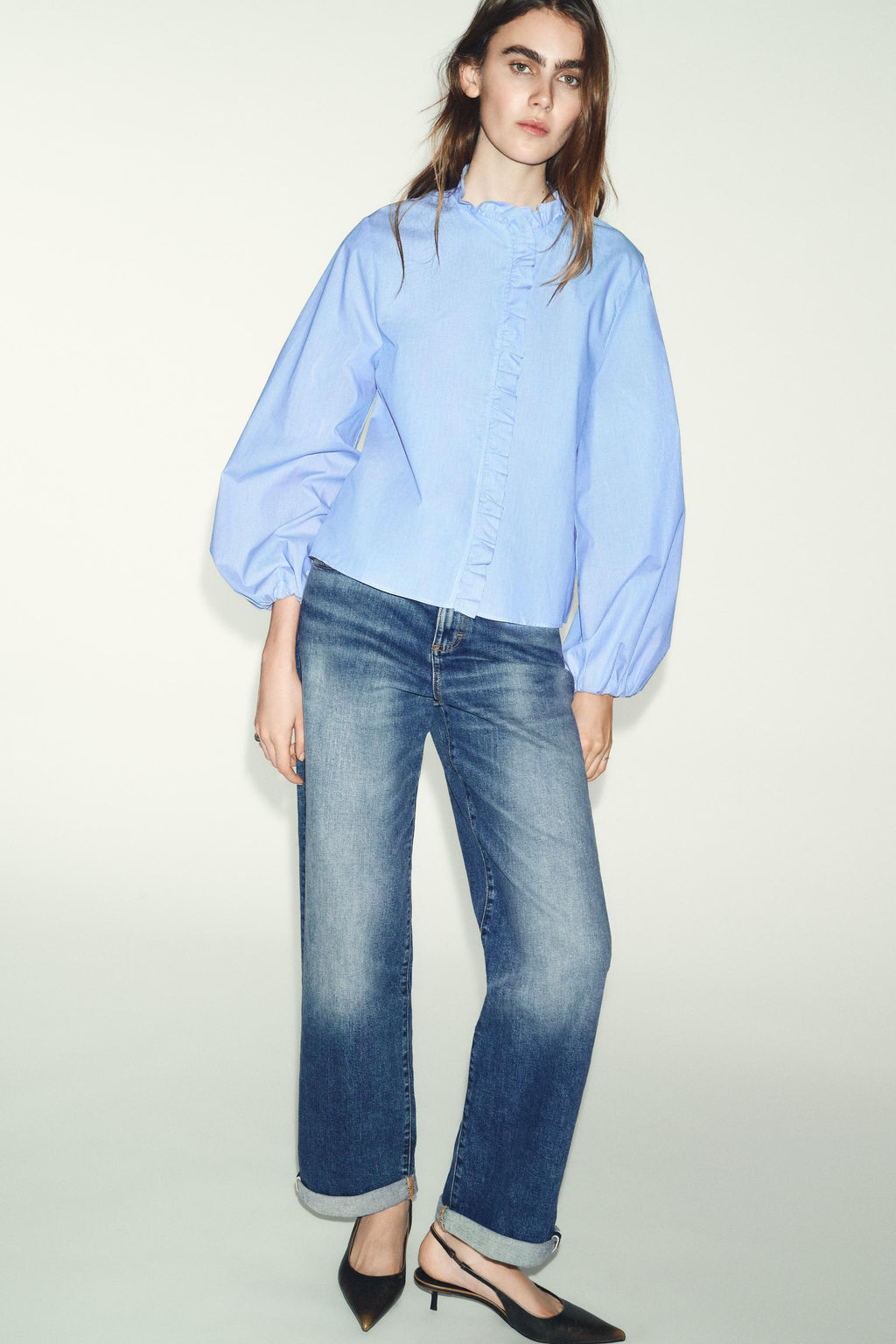 POPLIN BLOUSE WITH RUFFLES - Zara фото 9