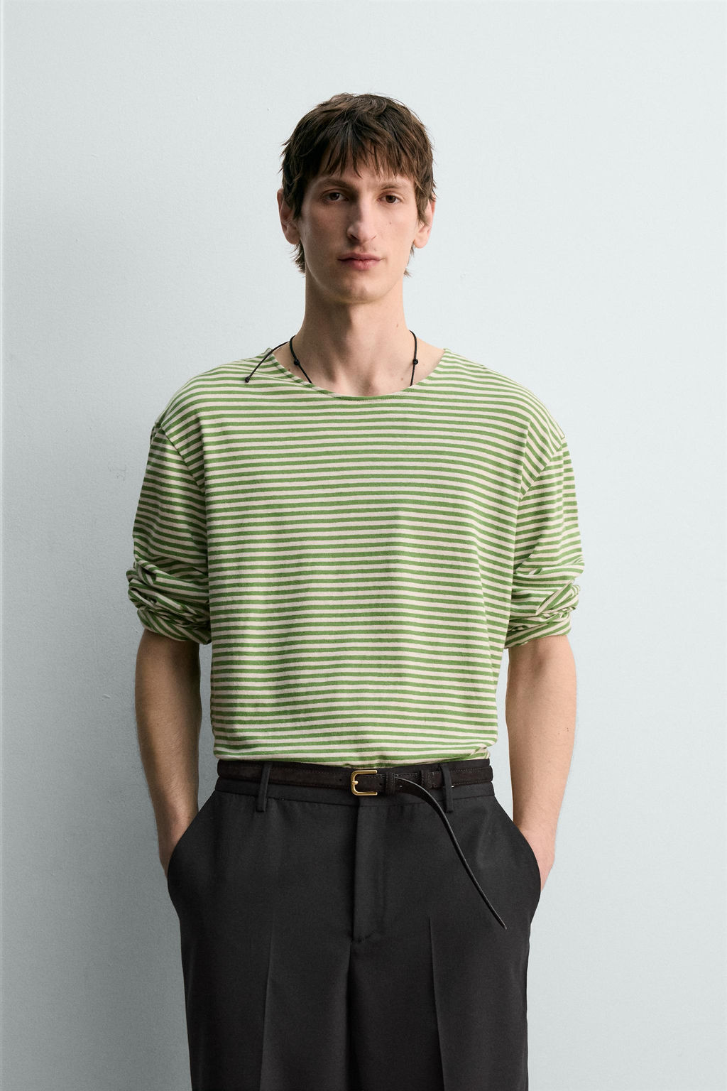 CAMISETA JACQUARD RAYAS LIMITED EDITION / Verde - Zara фото 2