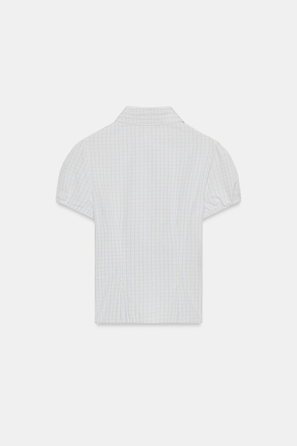CAMISA CUADROS POPEL?N EL?STICO / Verde / Crudo - Zara фото 4