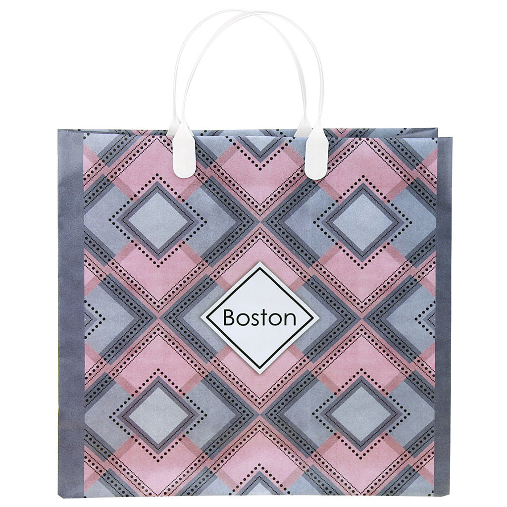 Пакет подарочный мягкий пластик с пластиковой ручкой 30х30см Бостон, 150 мкм, ламинированный (Россия) - Домашняя Мода фото 2