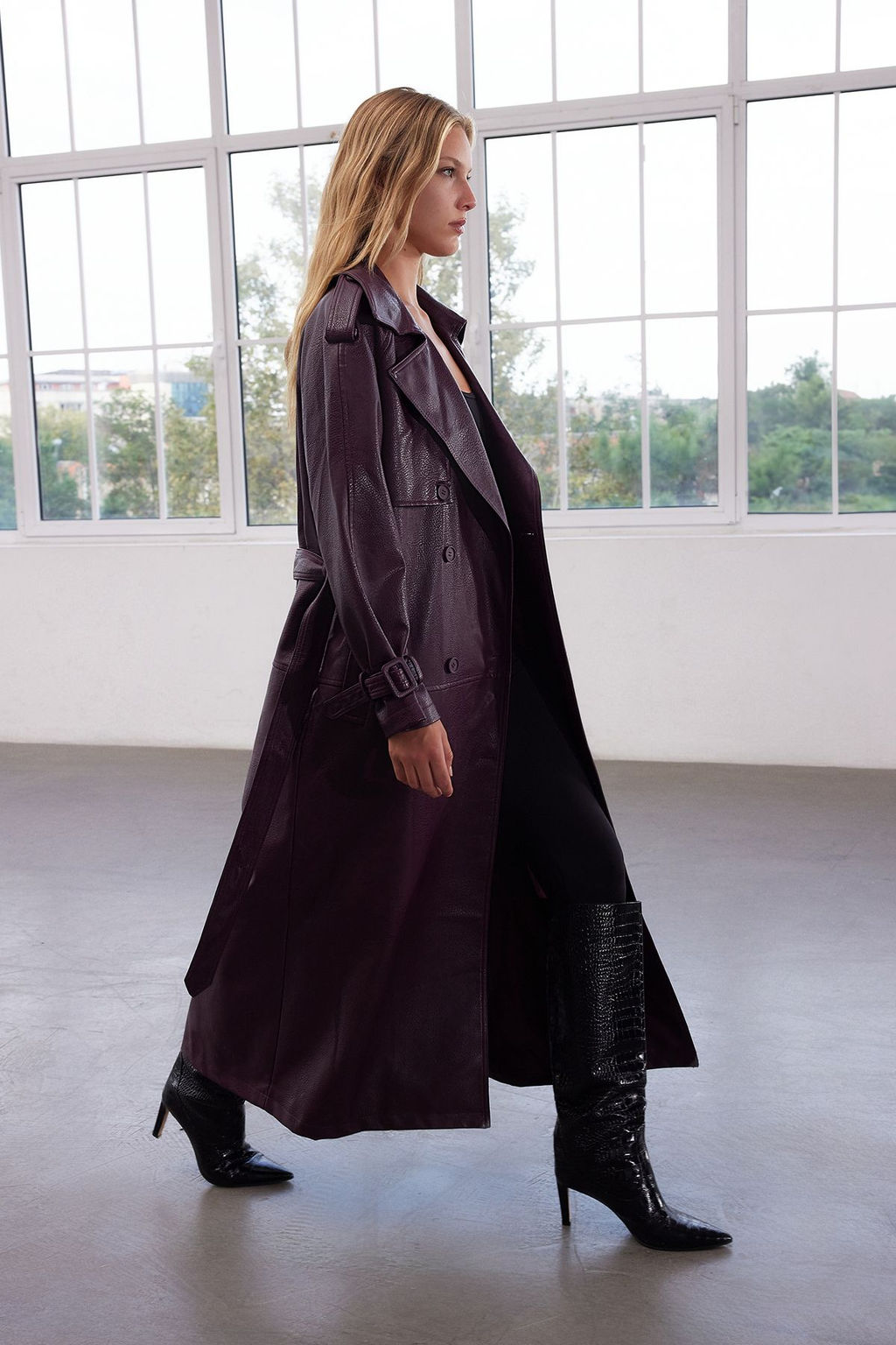 Limited Edition Bordo Kemerli Oversize Trenckot TWOAW25TR00003 - Trendyolmilla фото 3