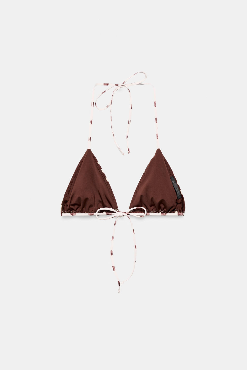 TOP BIKINI TRIANGULAR ESTAMPADO LUNARES / Marr?n - Zara фото 7